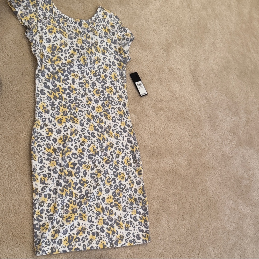 Guess Yellow and Gray Leopard Print Mini Dress